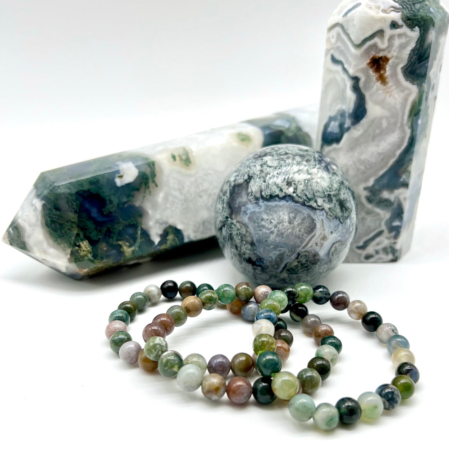 Moss Agate Bracelet - Success, Prosperity, Abundance, Wealth, New Beginnings, Release Fear