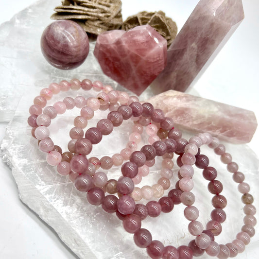 lavender Rose Quartz Bracelet - Unconditional Love, Soothing, Forgiveness, Lifts Depression