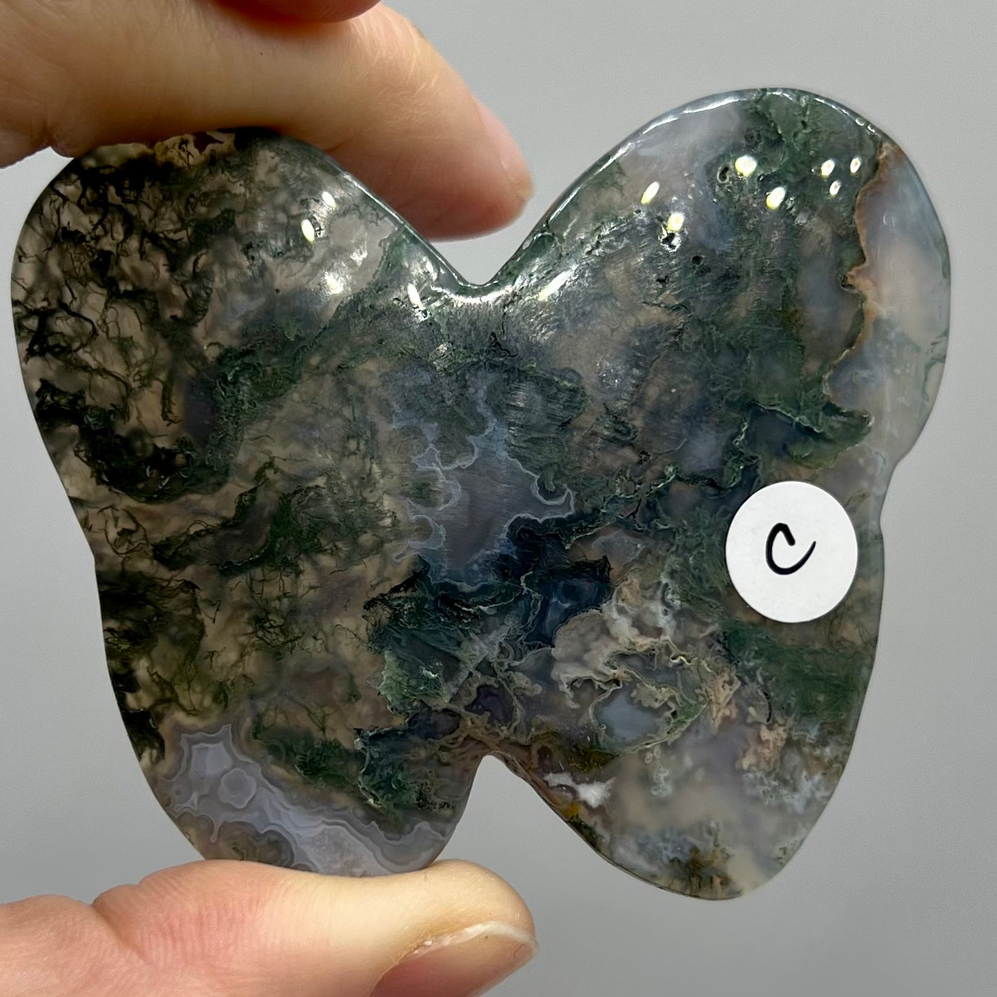 Moss Agate Butterfly Carving