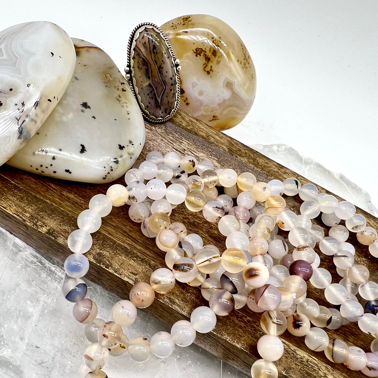 Dendritic/Montana Agate Bracelet - Happiness, Stability, Grounding, Self-Confidence, Creativity, Releases Fear