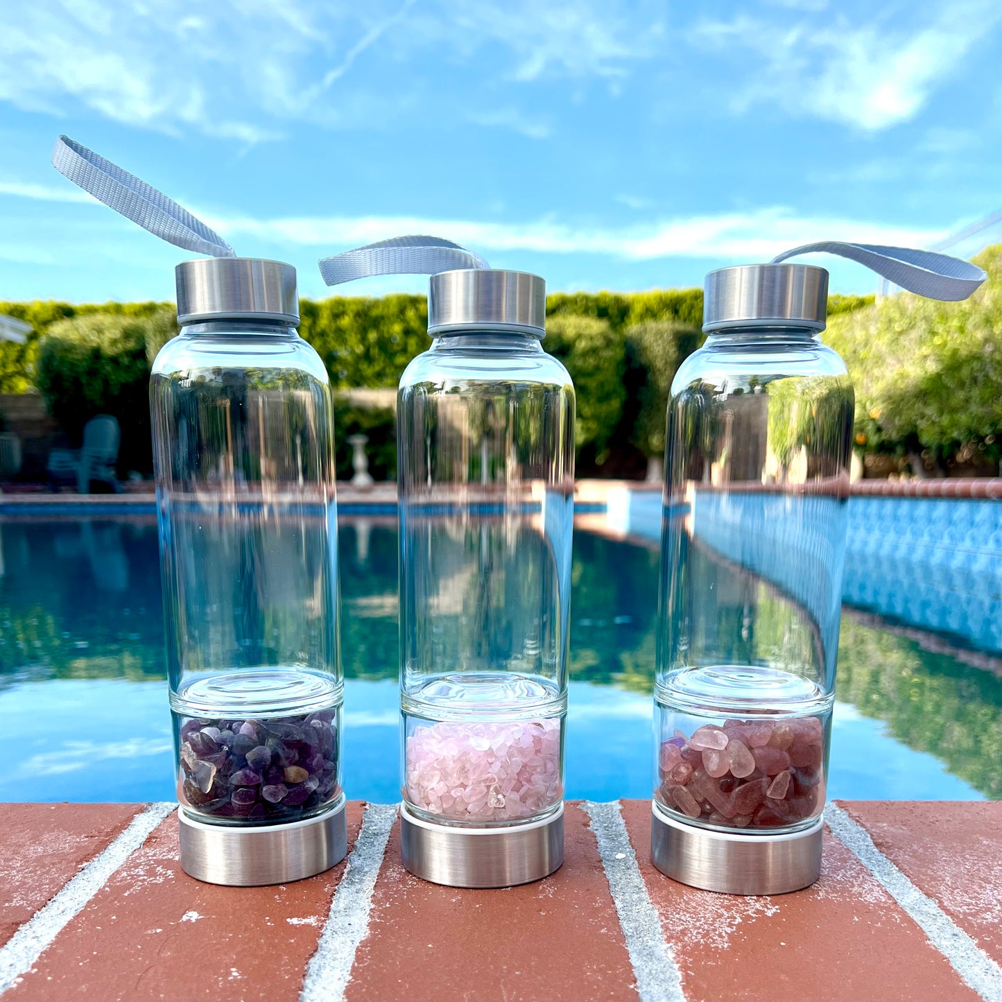 Crystal Glass Water Bottle w/Coozie