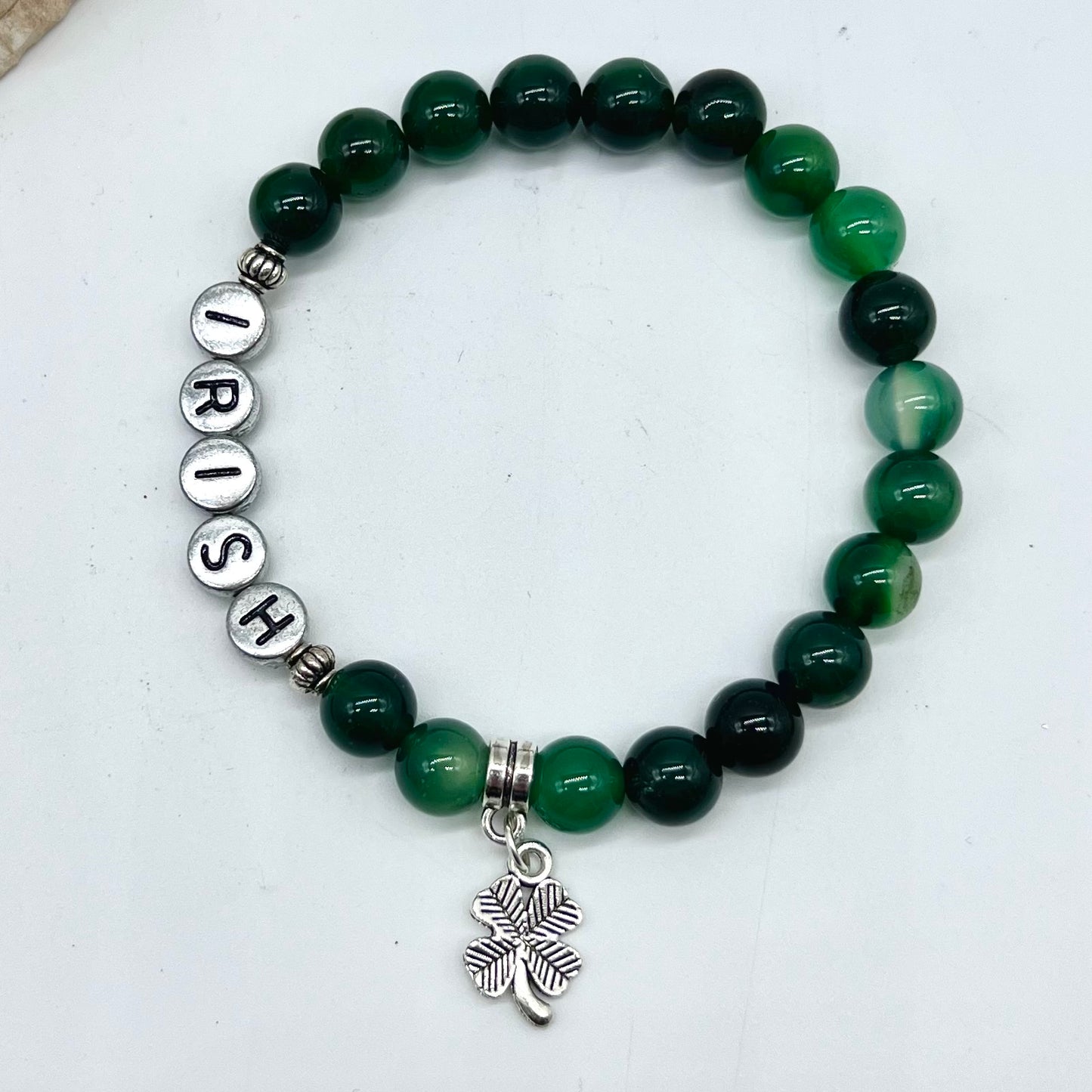 Green Agate Shamrock Bracelet - Love, Compassion, Generosity, Calm, Abundance
