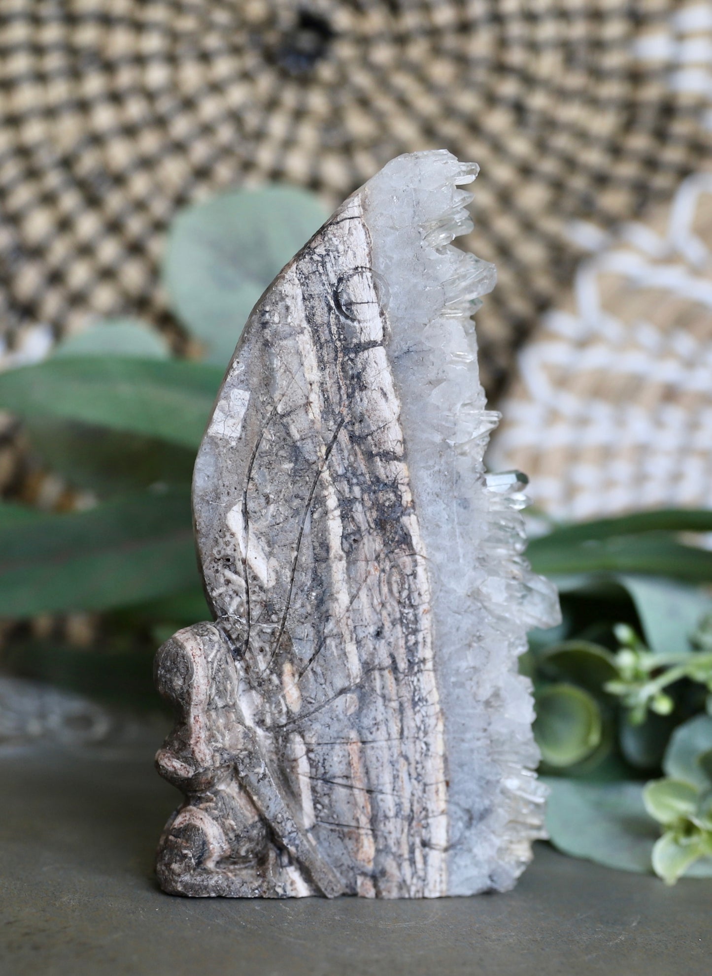 Fairy Clear Quartz Cluster Slab Carving
