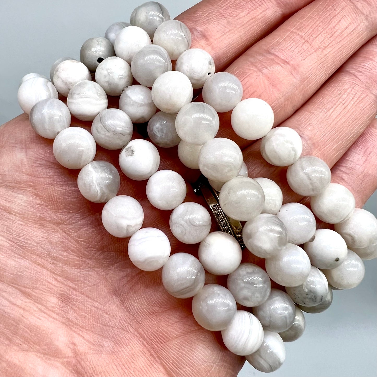 White Lace Agate Bracelet - Balance, Harmony, Detox, Builds Immune System, Courage