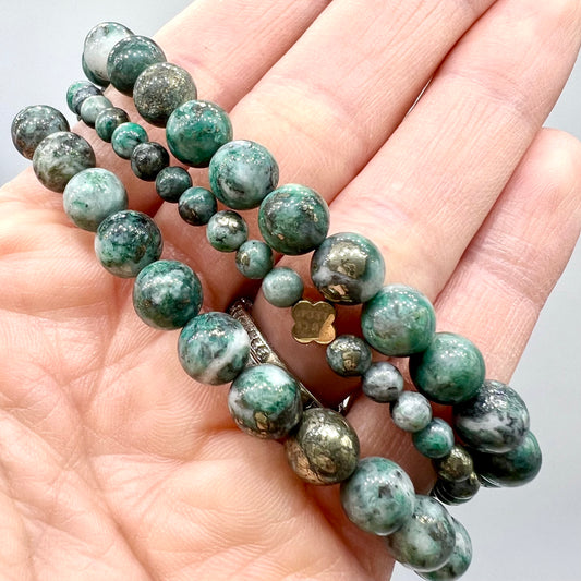 Green Pyrite Bracelet - Good Fortune, Clarity, Calming, Abundance, Dreams
