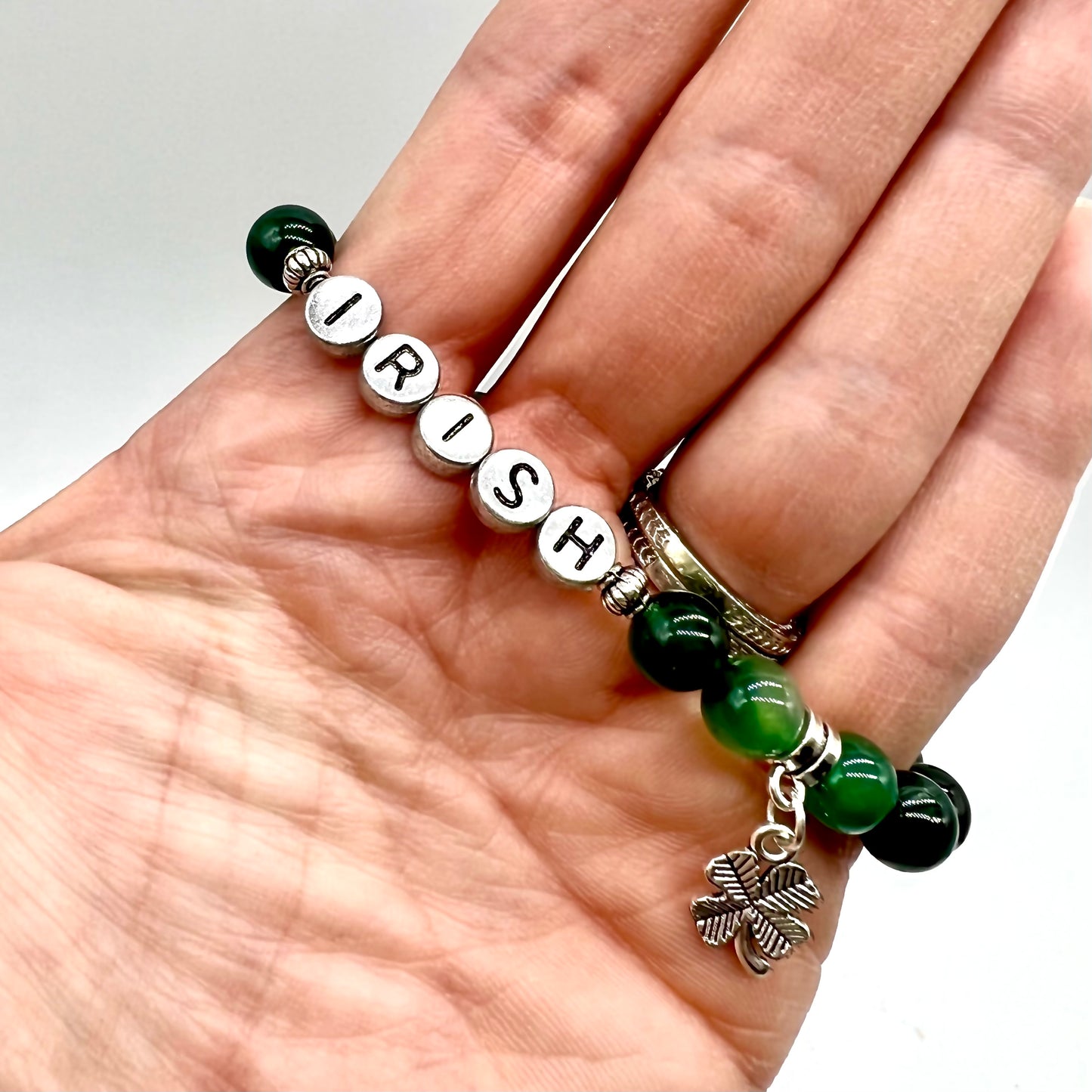Green Agate Shamrock Bracelet - Love, Compassion, Generosity, Calm, Abundance