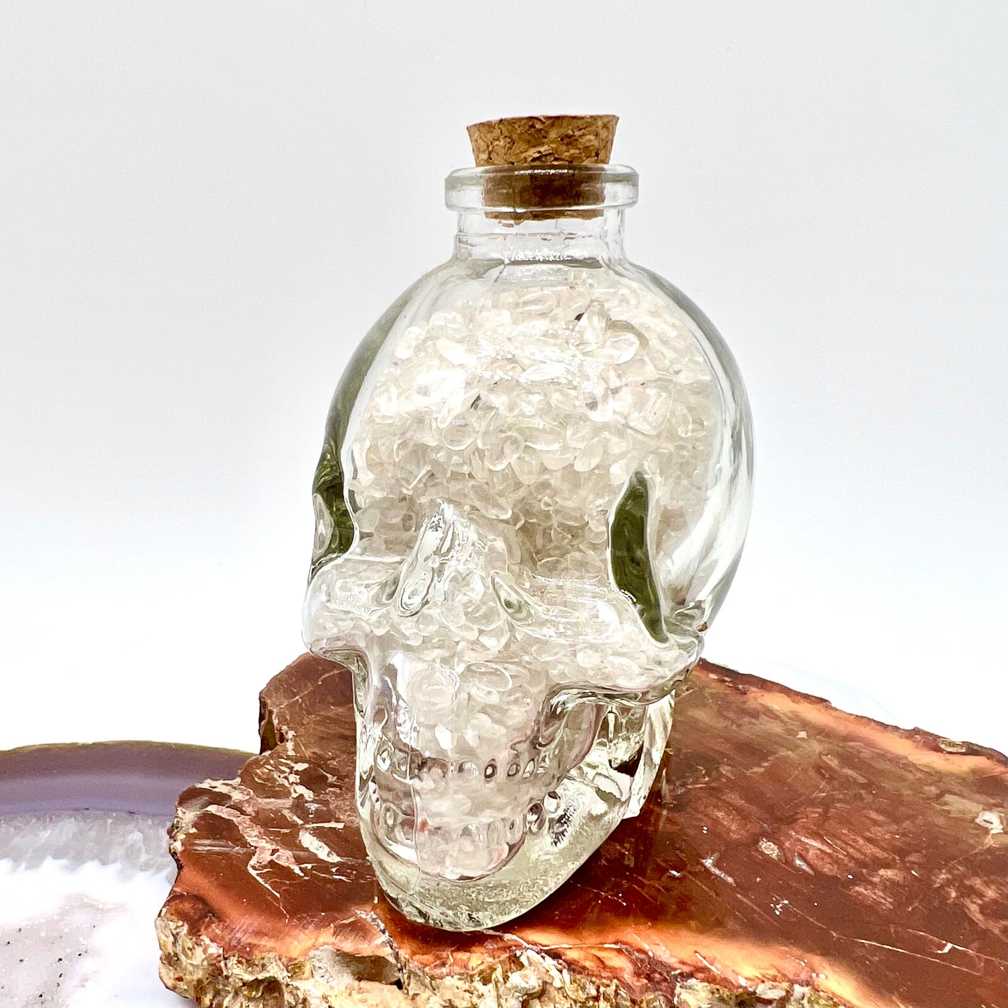 Crystal Chip Skull Wishing Bottle