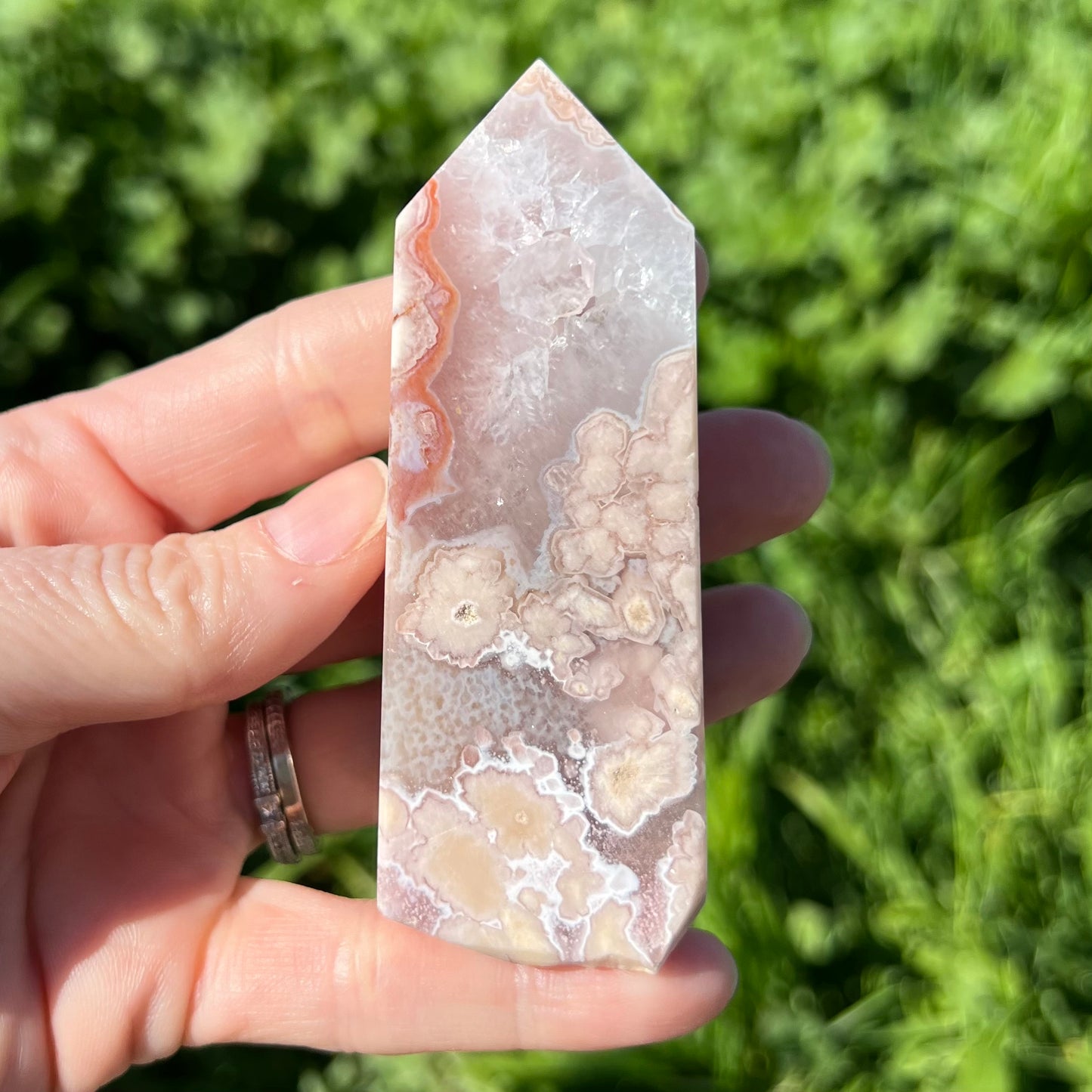 Pink Amethyst Flower Agate Tower