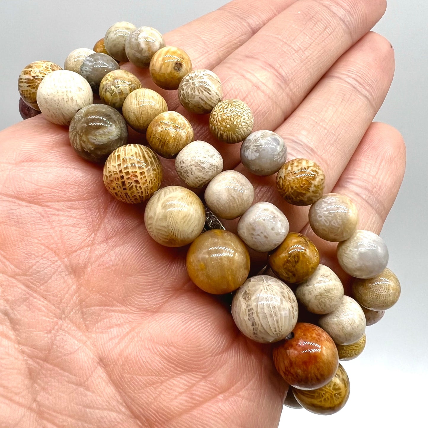 Fossilized Coral Bracelet - Inner Peace, Luck, Wealth, Protection