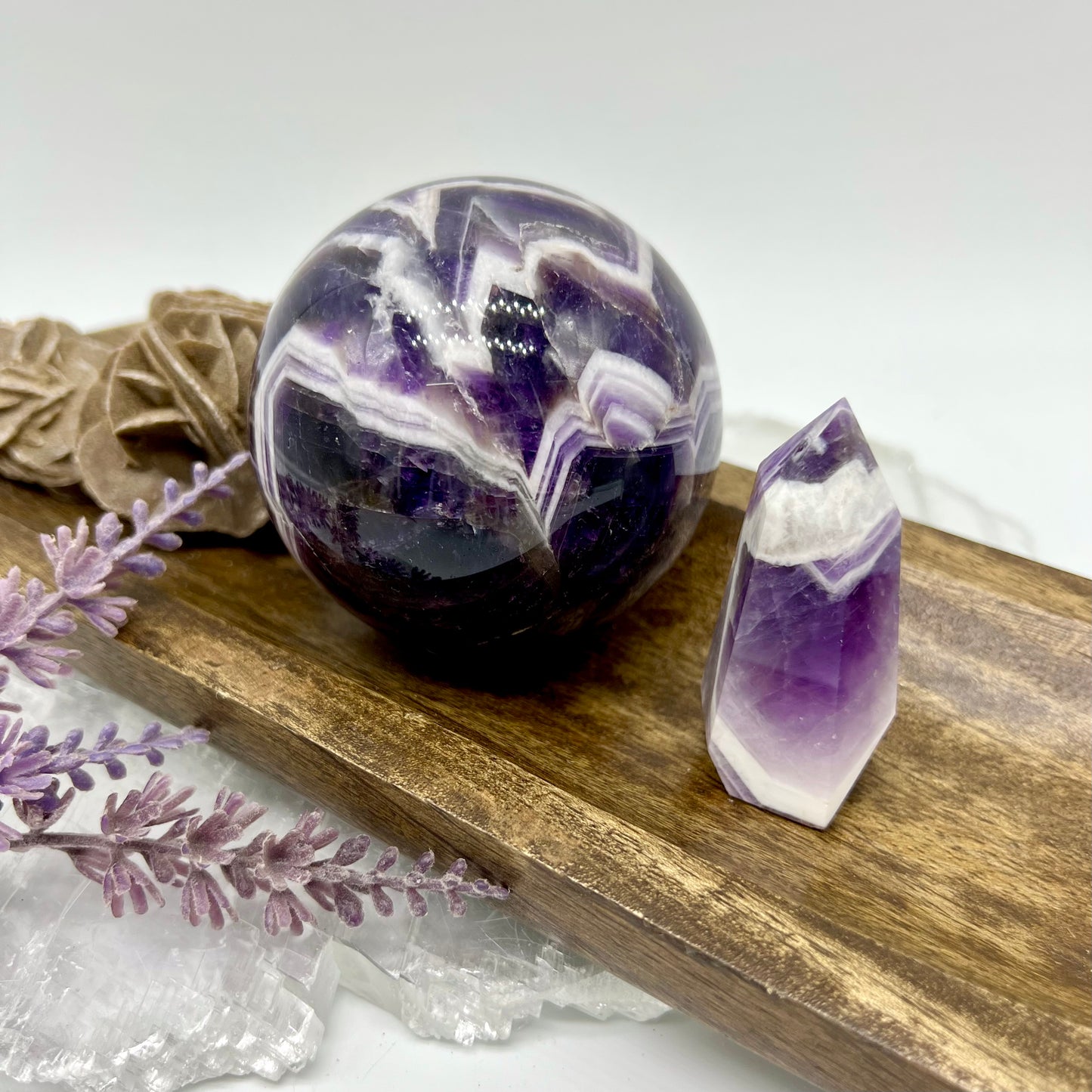 Dream/Chevron Amethyst Sphere & Point Set
