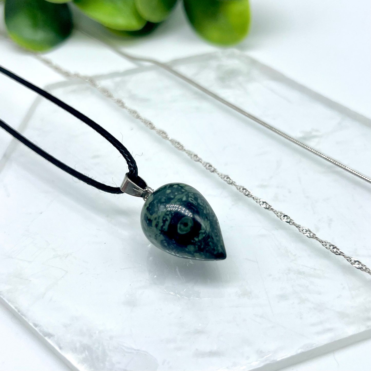 Kambaba Jasper Acorn Necklace