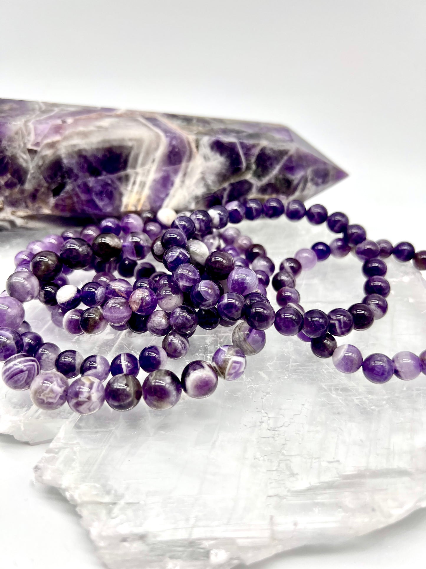 Chevron Dream Amethyst Bracelet - Wisdom, Growth, Cleansing, Protection