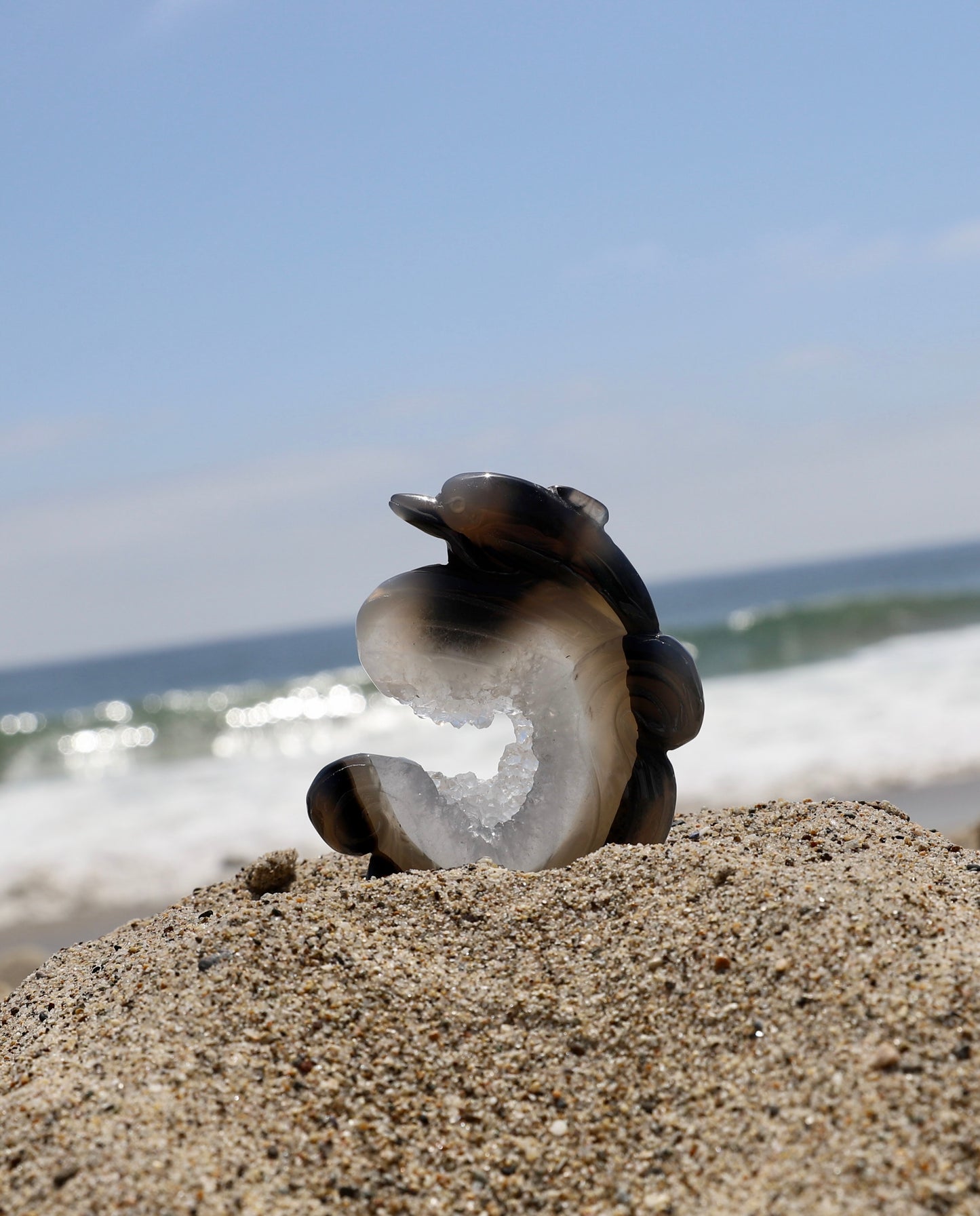 Druzy Agate Dolphin Carving