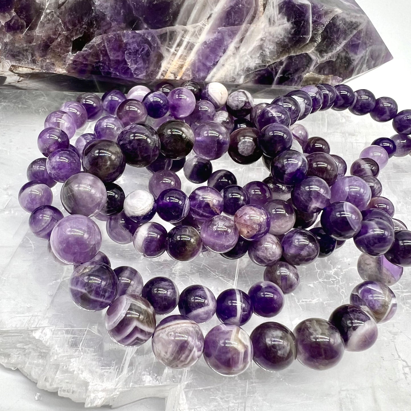 Chevron Dream Amethyst Bracelet - Wisdom, Growth, Cleansing, Protection