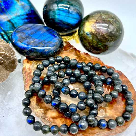 Black Labradorite Bracelet - Transformation, Intuition, Protection, Stress Anxiety Relief