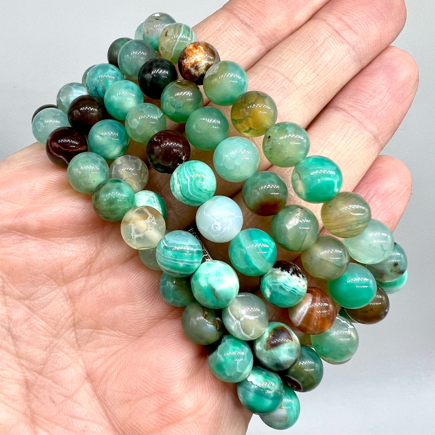 Green Fire Agate Bracelet - New Beginnings, Growth, Intuition, Dreams, Opportunities