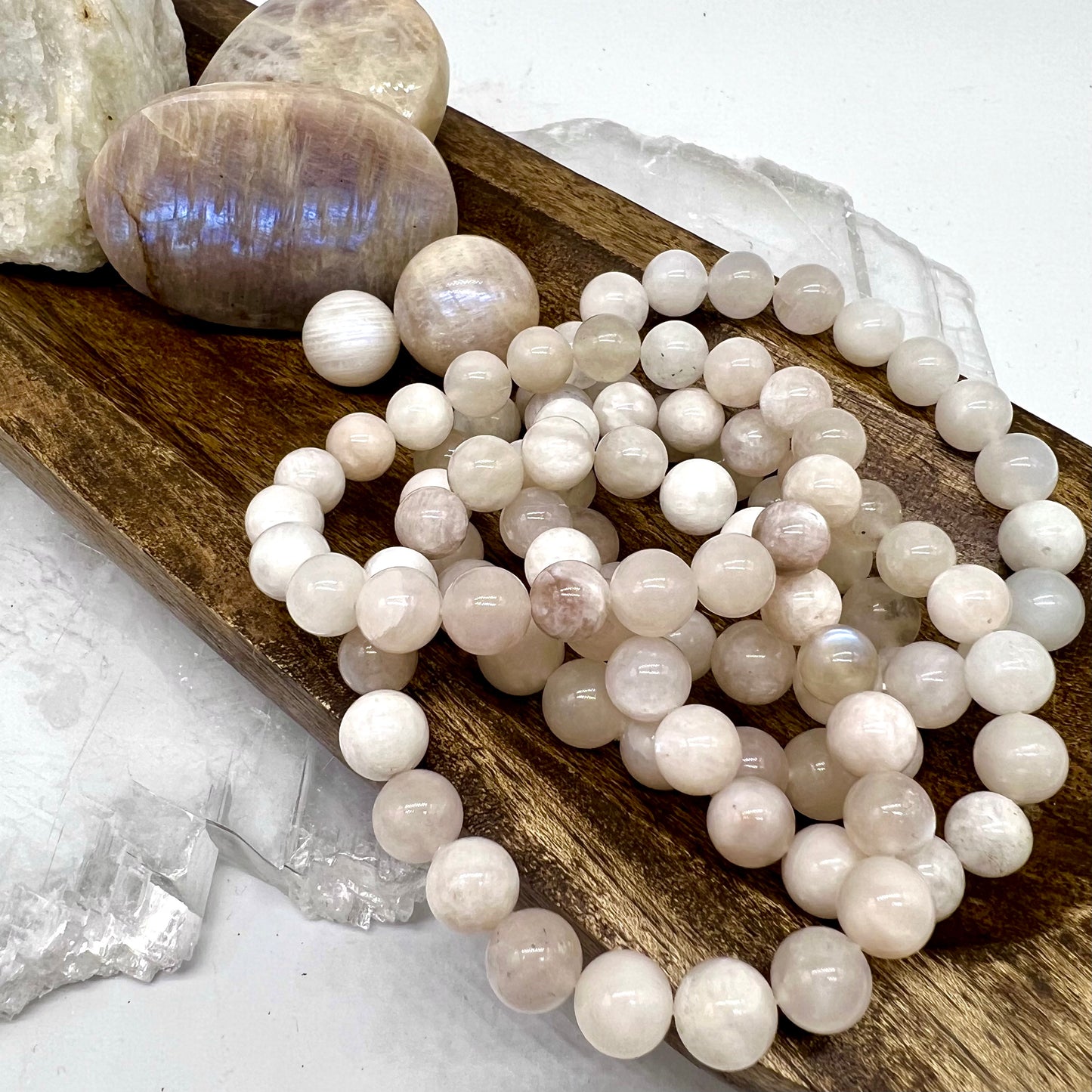 White Moonstone Blue Flash Bracelet - New Beginnings, Strength, Growth, Opportunities