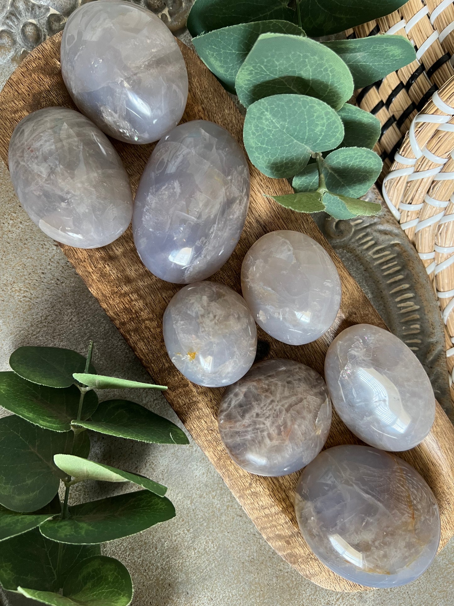 RARE Blue Rose Quartz Palm Stone