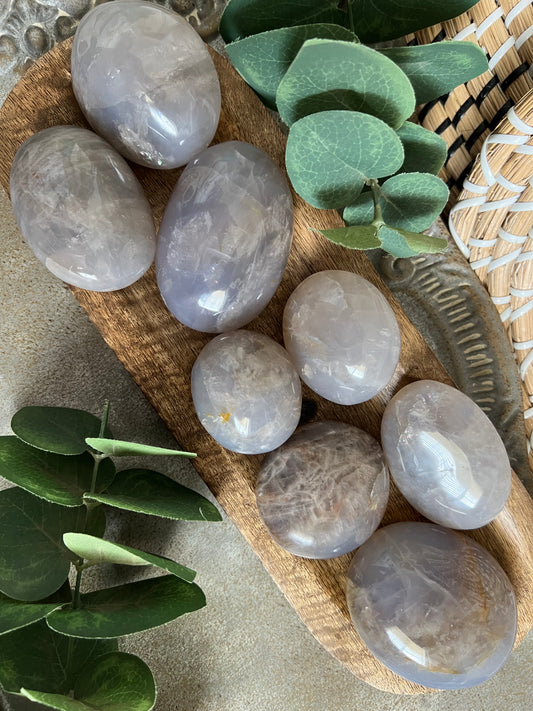 RARE Blue Rose Quartz Palm Stone