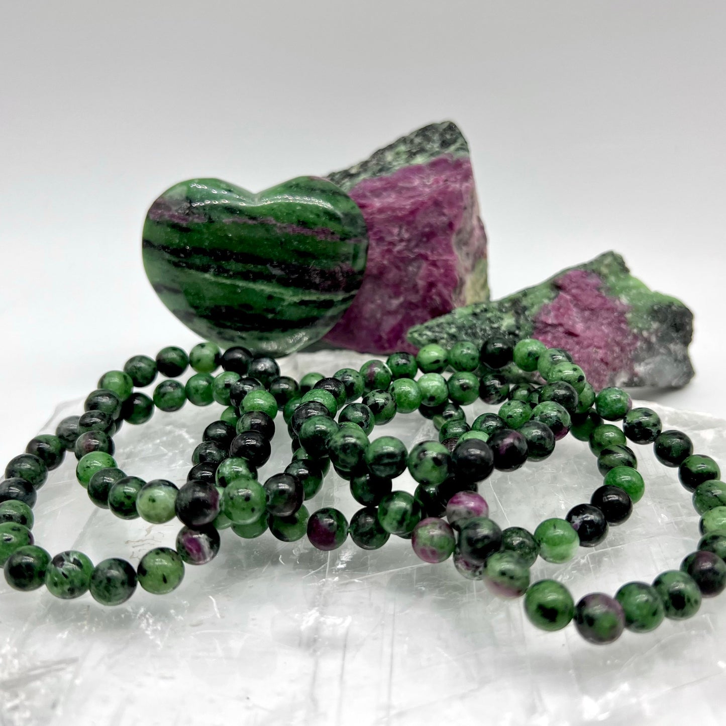 Ruby Zoisite Bracelet - Passion, Patience, Happiness, Abundance, Growth, UV