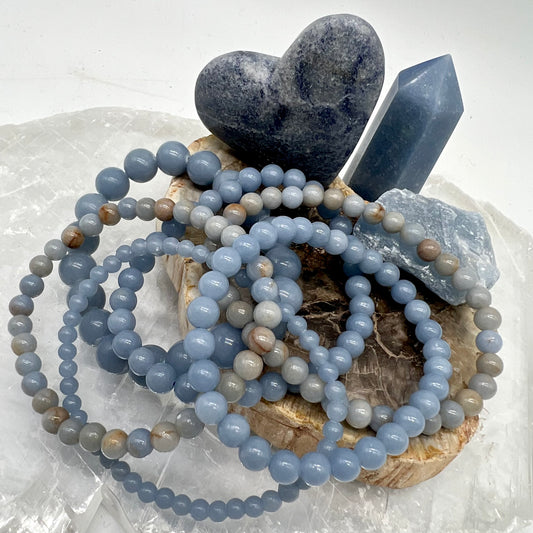 Angelite Bracelet - Serenity, Anxiety, Dreams, Calm, Anger relief, Headaches, Weight Control