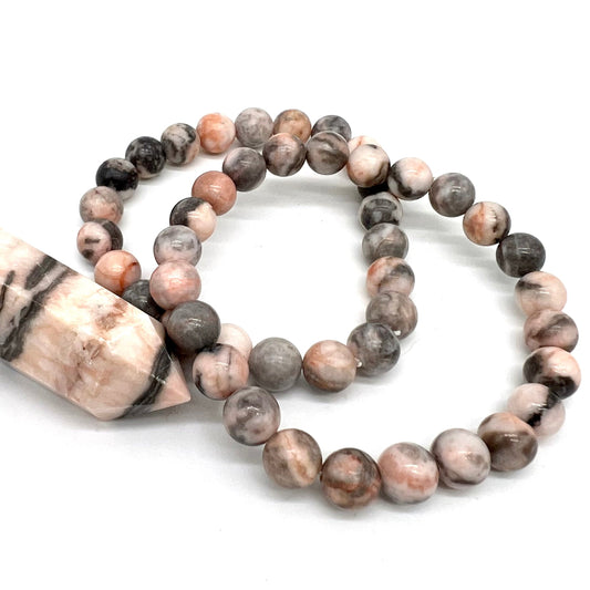 Pink Zebra Jasper Bracelet - Opportunities, Success, Love, Stability