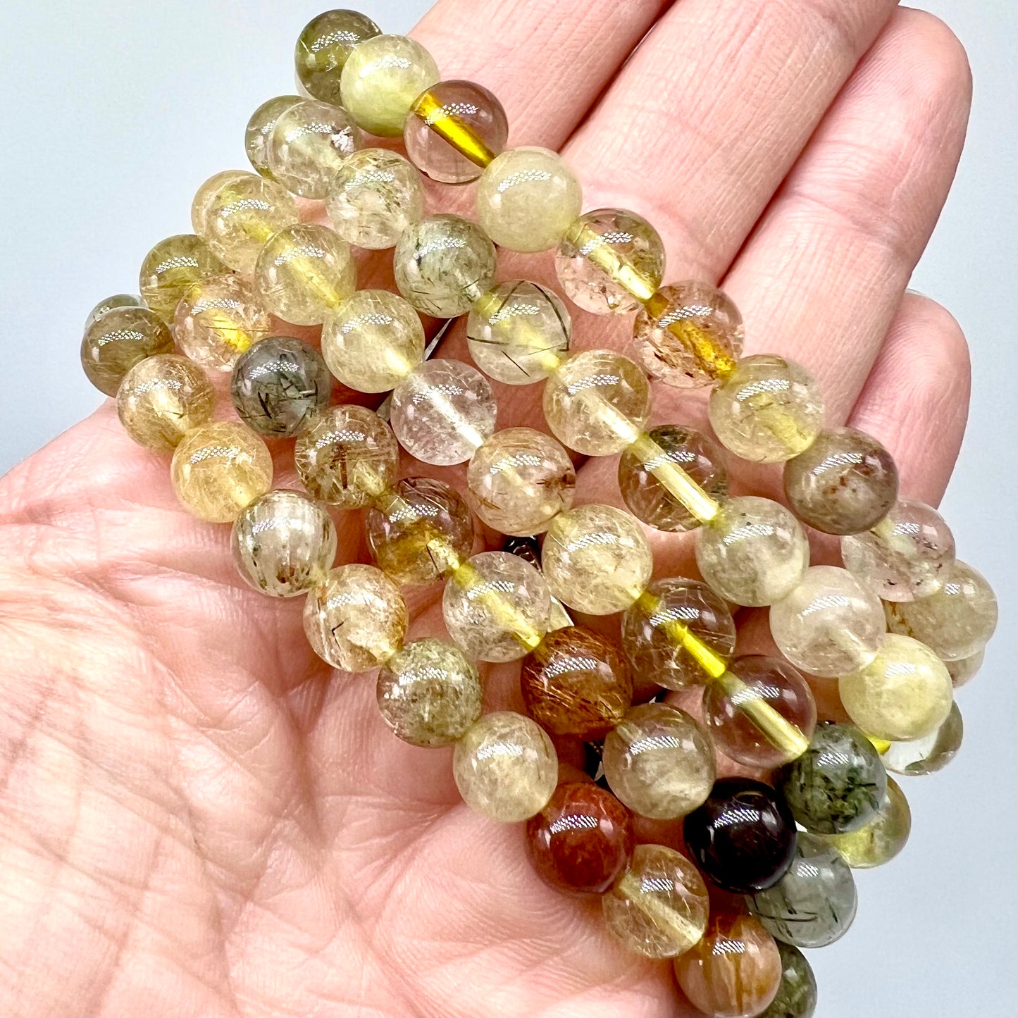 Colorful Rutile Quartz Bracelet - Protection, Relieves Fear & Anxiety, Forgiveness, detox Negativity