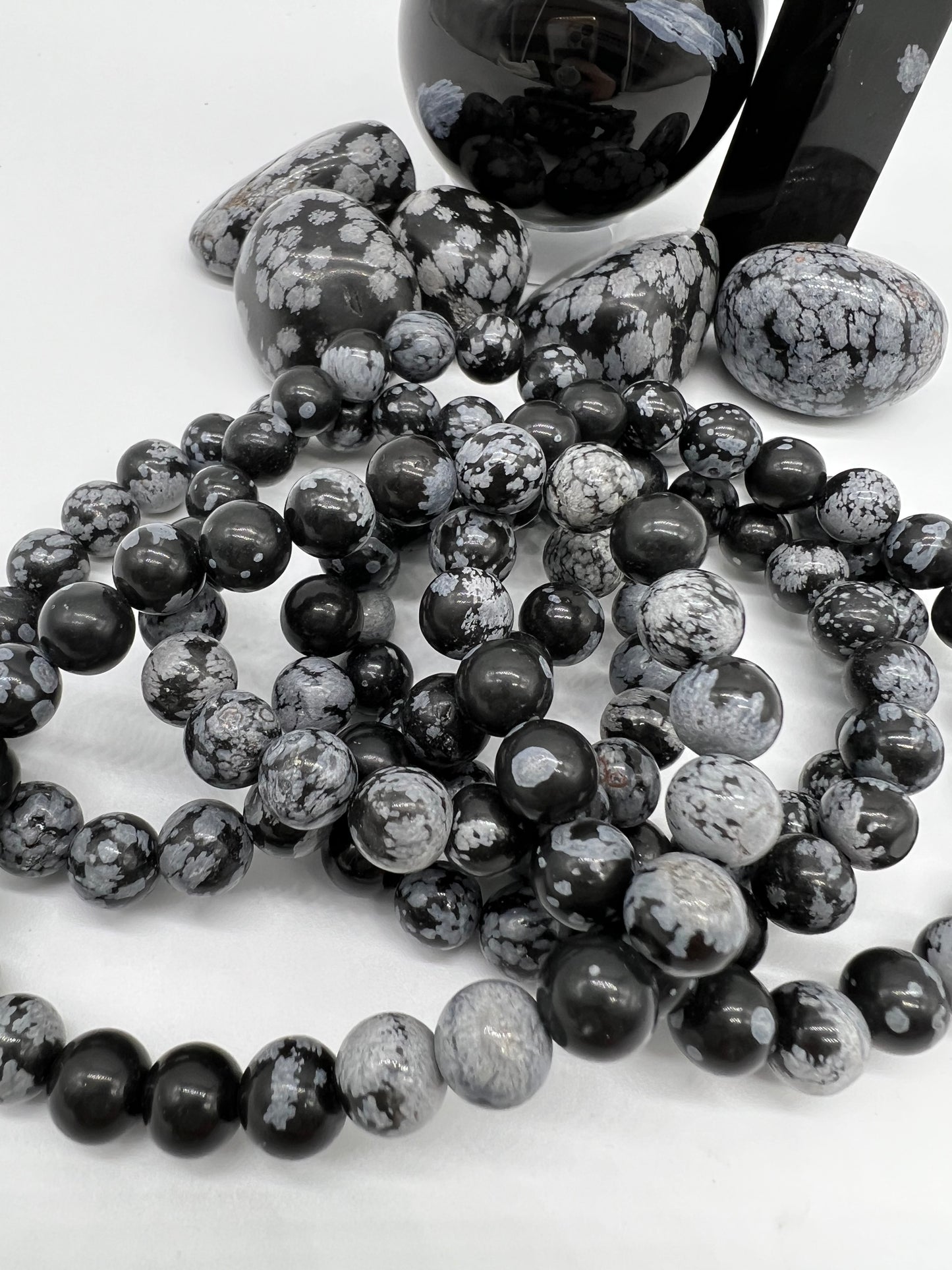 Snowflake Obsidian Bracelet - Grounding, Overcoming Addiction, Balance, Protection