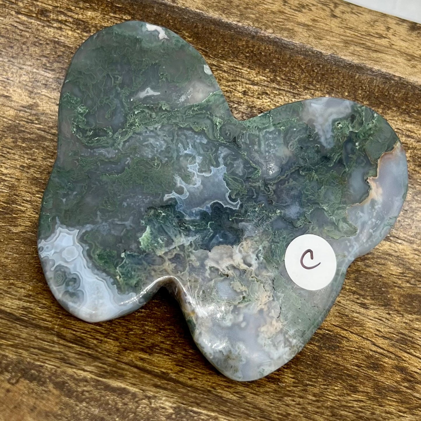 Moss Agate Butterfly Carving