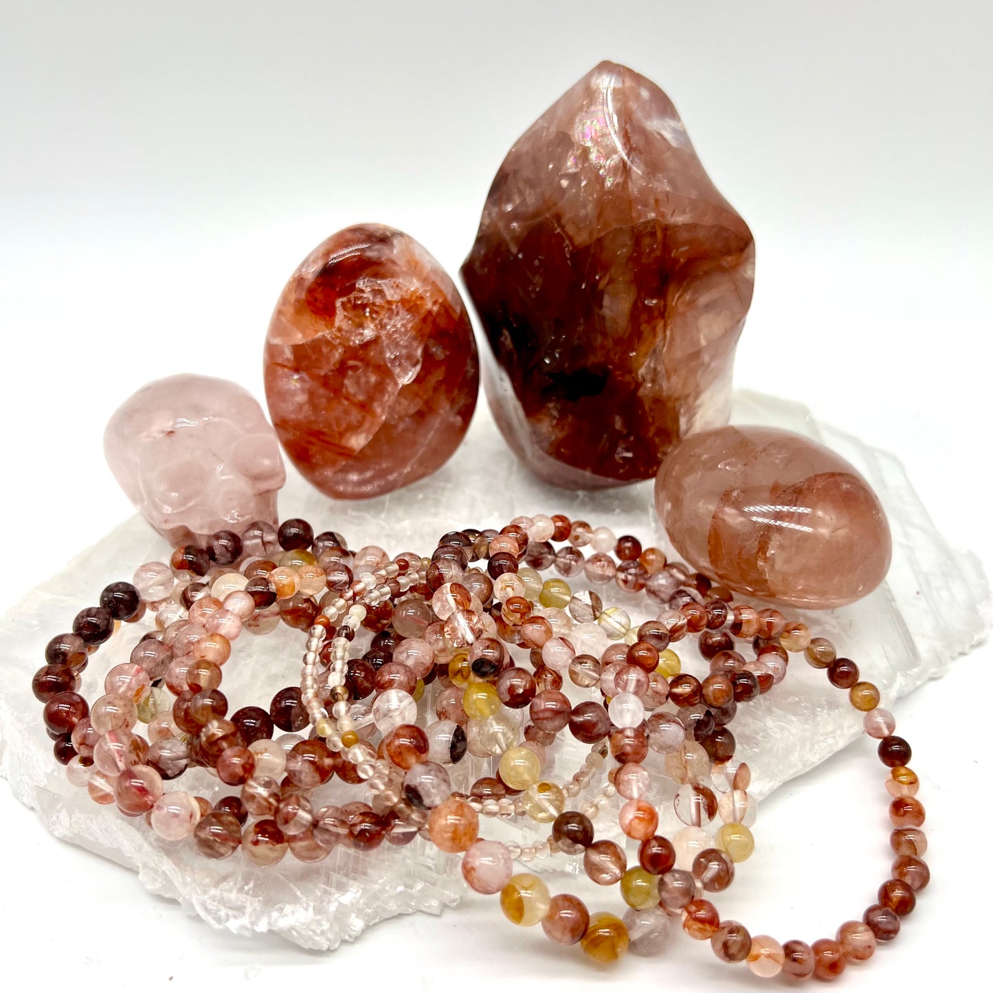 Fire Quartz/Red Hematite Bracelet - Love, Focus, Grounded, Self-Worth, Anxiety