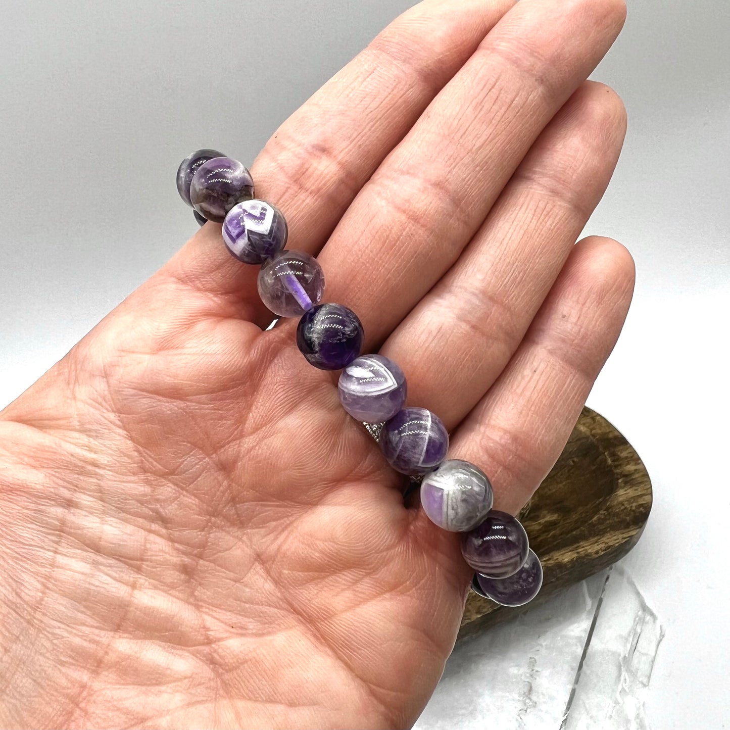 Chevron Dream Amethyst Bracelet - Wisdom, Growth, Cleansing, Protection