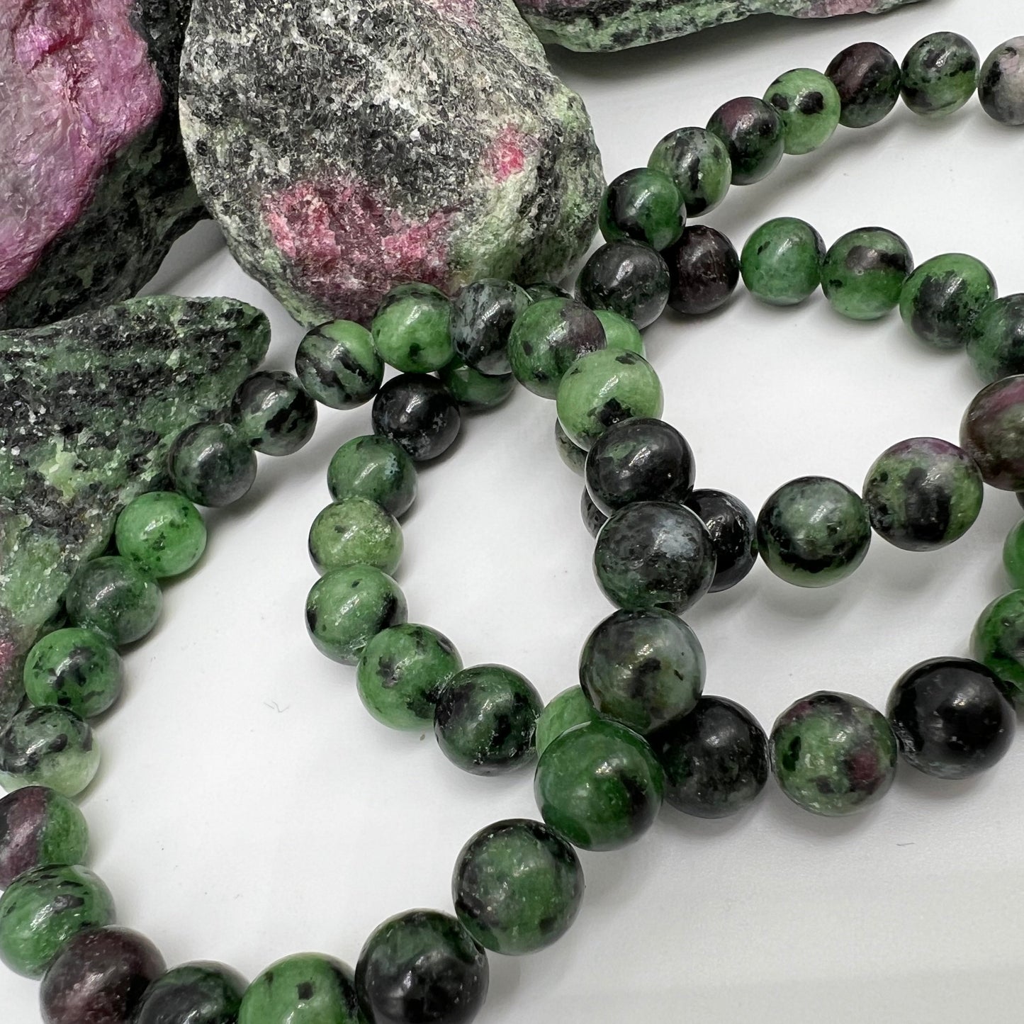 Ruby Zoisite Bracelet - Passion, Patience, Happiness, Abundance, Growth, UV