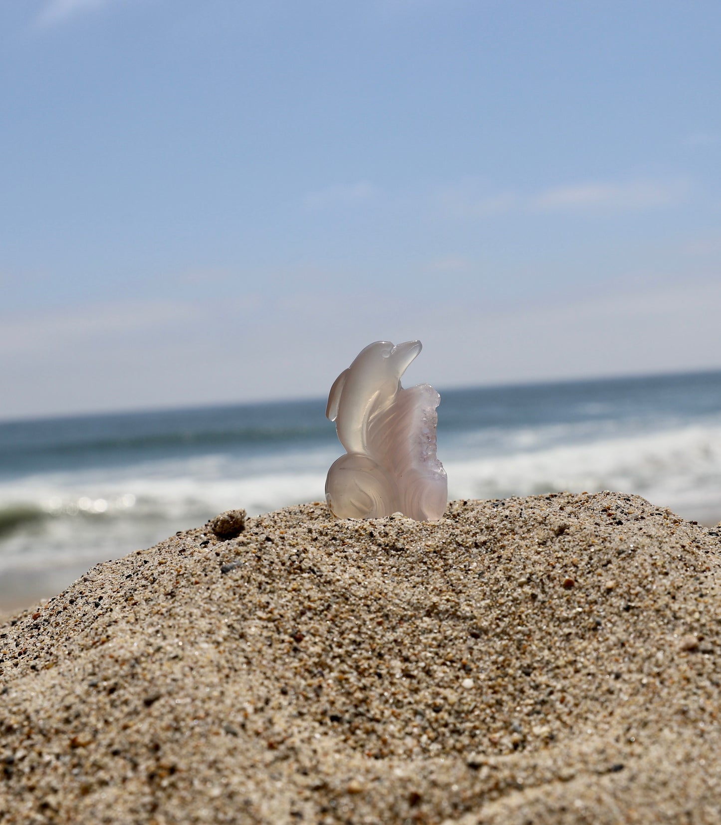 Druzy Agate Dolphin Carving