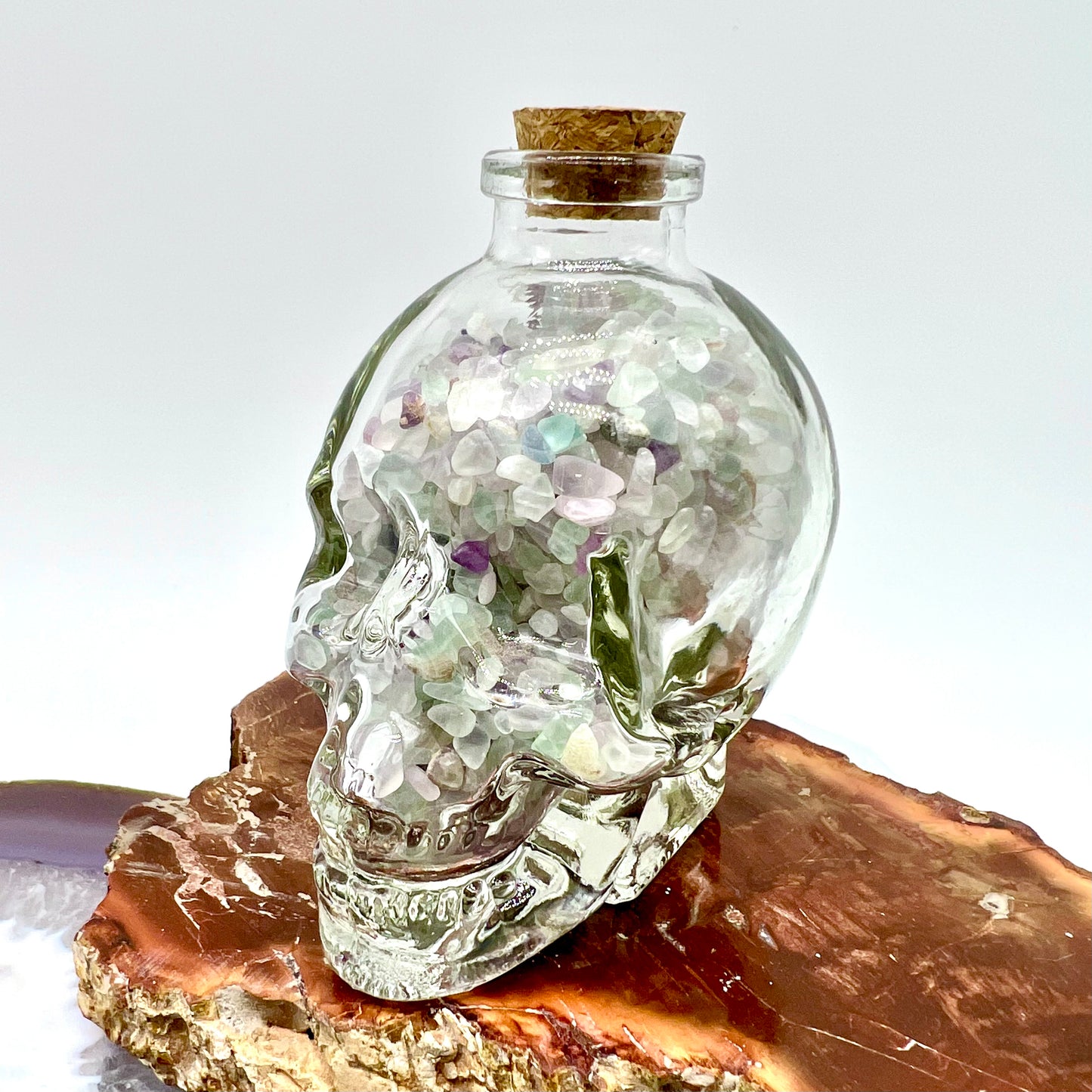 Crystal Chip Skull Wishing Bottle
