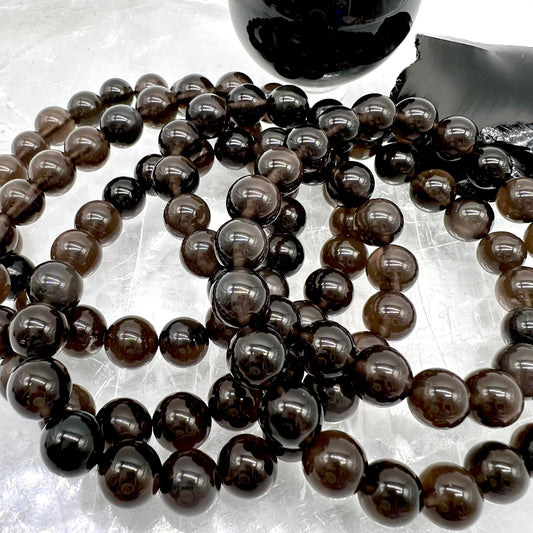 Icy Obsidian / Apache Tear Obsidian Bracelet - Assists in Greif, Comforting, Protection, Clarity, Truth, Balance