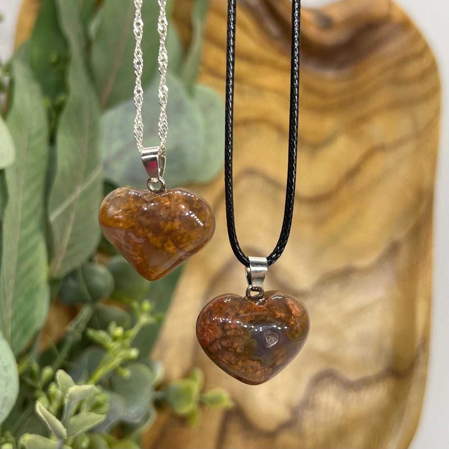 Cherry Agate Heart Necklace