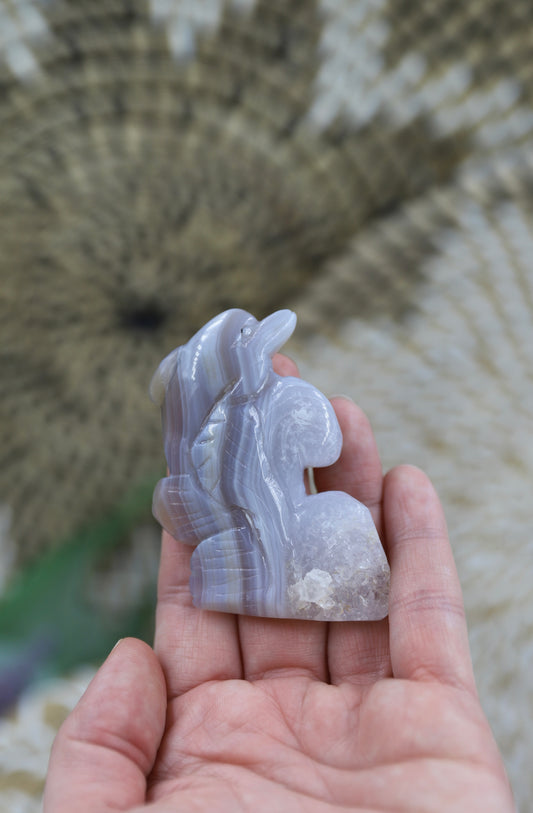 Druzy Agate Dolphin Carving