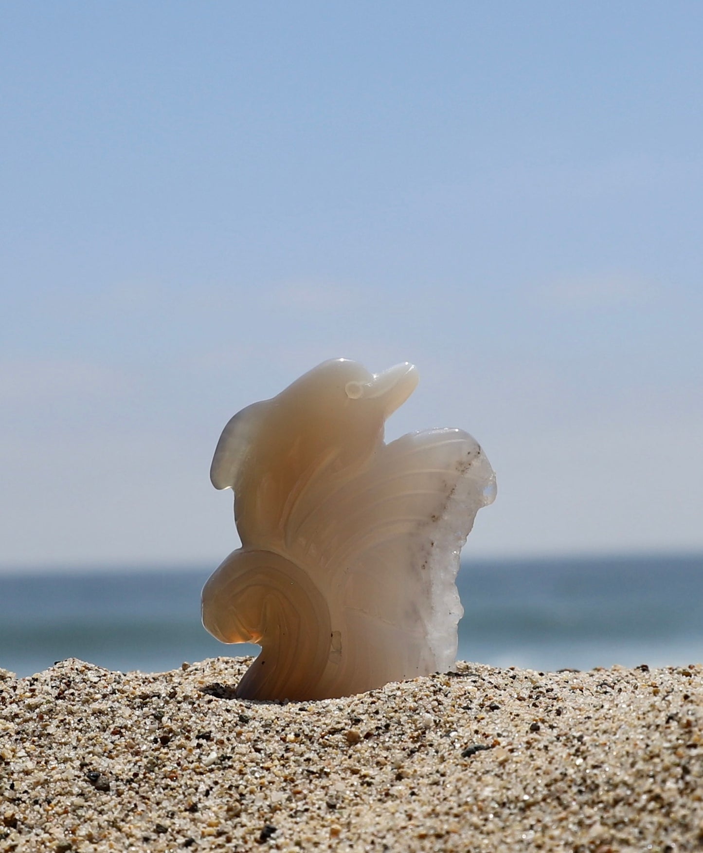 Druzy Agate Dolphin Carving