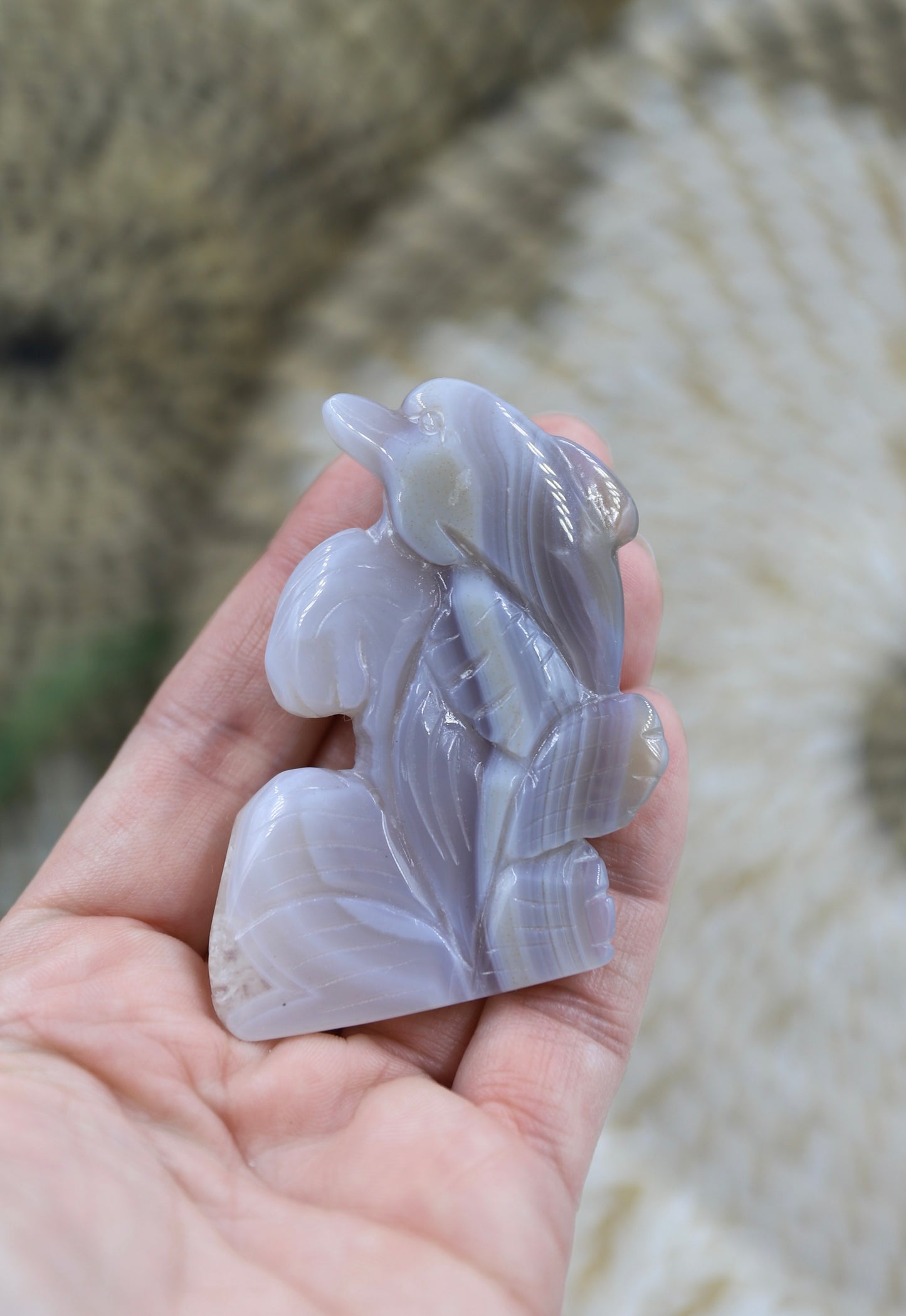 Druzy Agate Dolphin Carving
