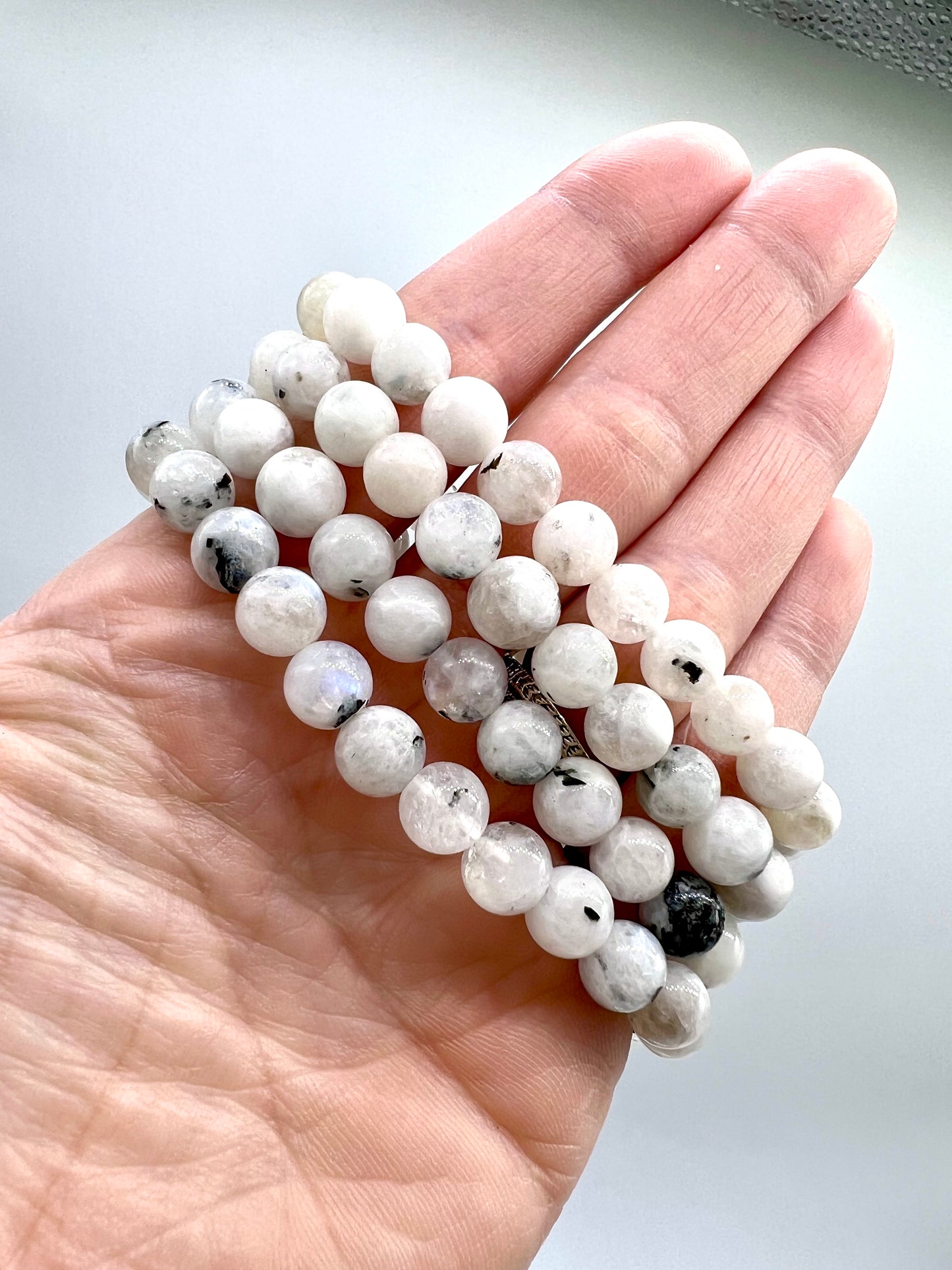 Rainbow Moonstone/Blue Flash Bracelet - Nurturing, Relaxation, Motivation, Joy, Trust
