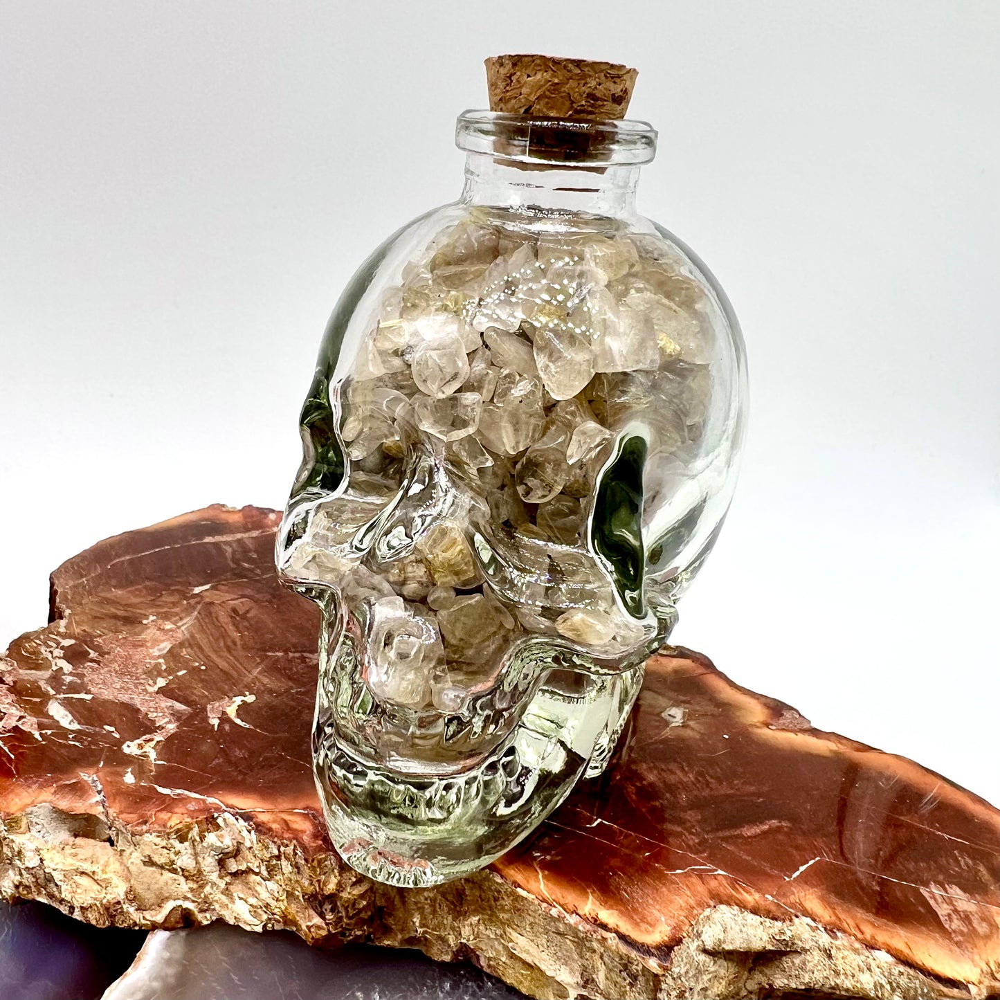Crystal Chip Skull Wishing Bottle