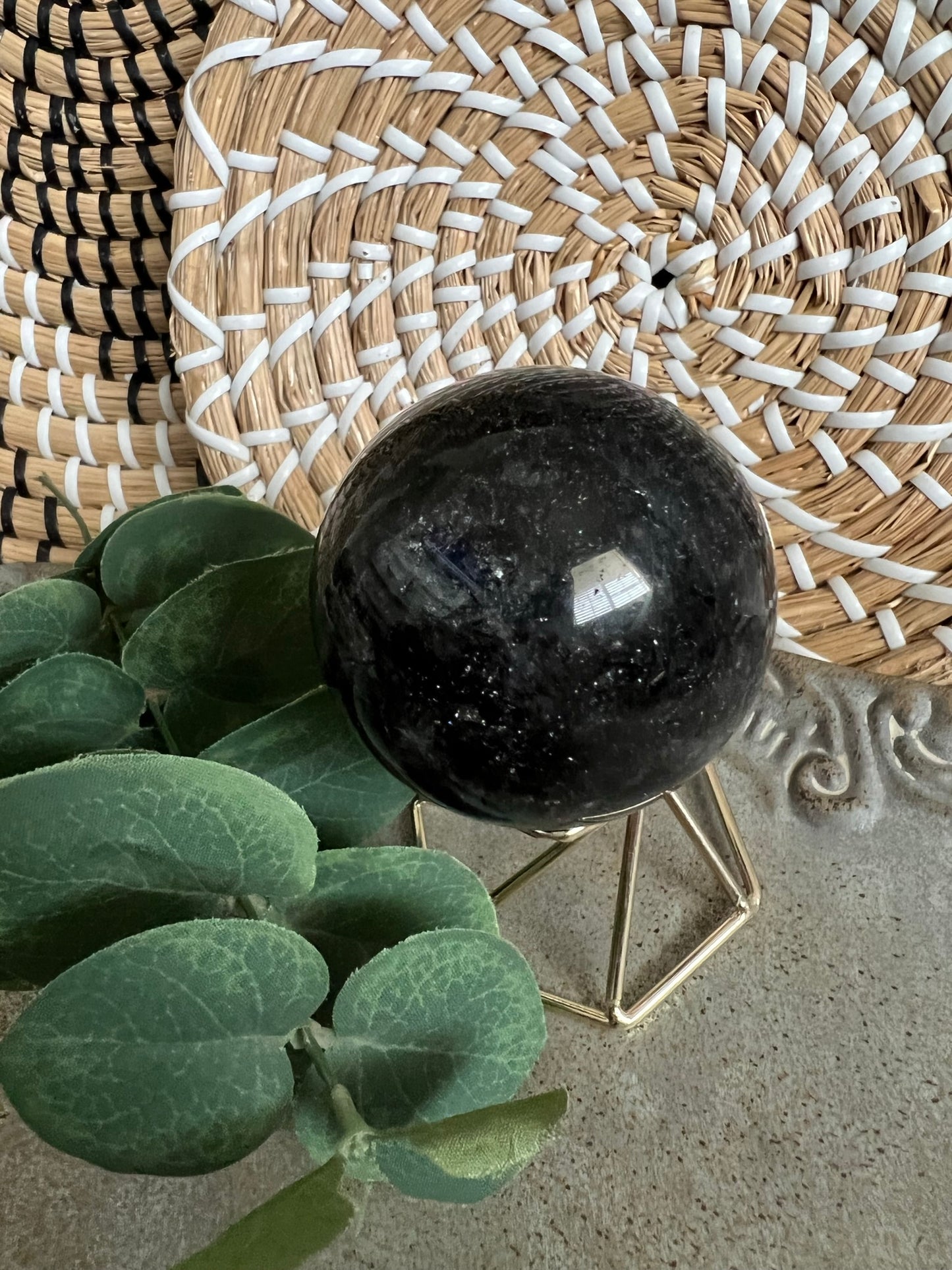 Black Tourmaline in Quartz Sphere