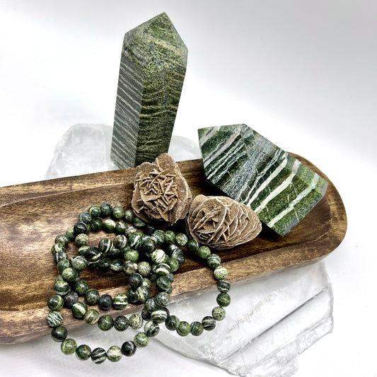 Green Zebra Bracelet - Peace, Passion, Motivation, Nurturing, Trust
