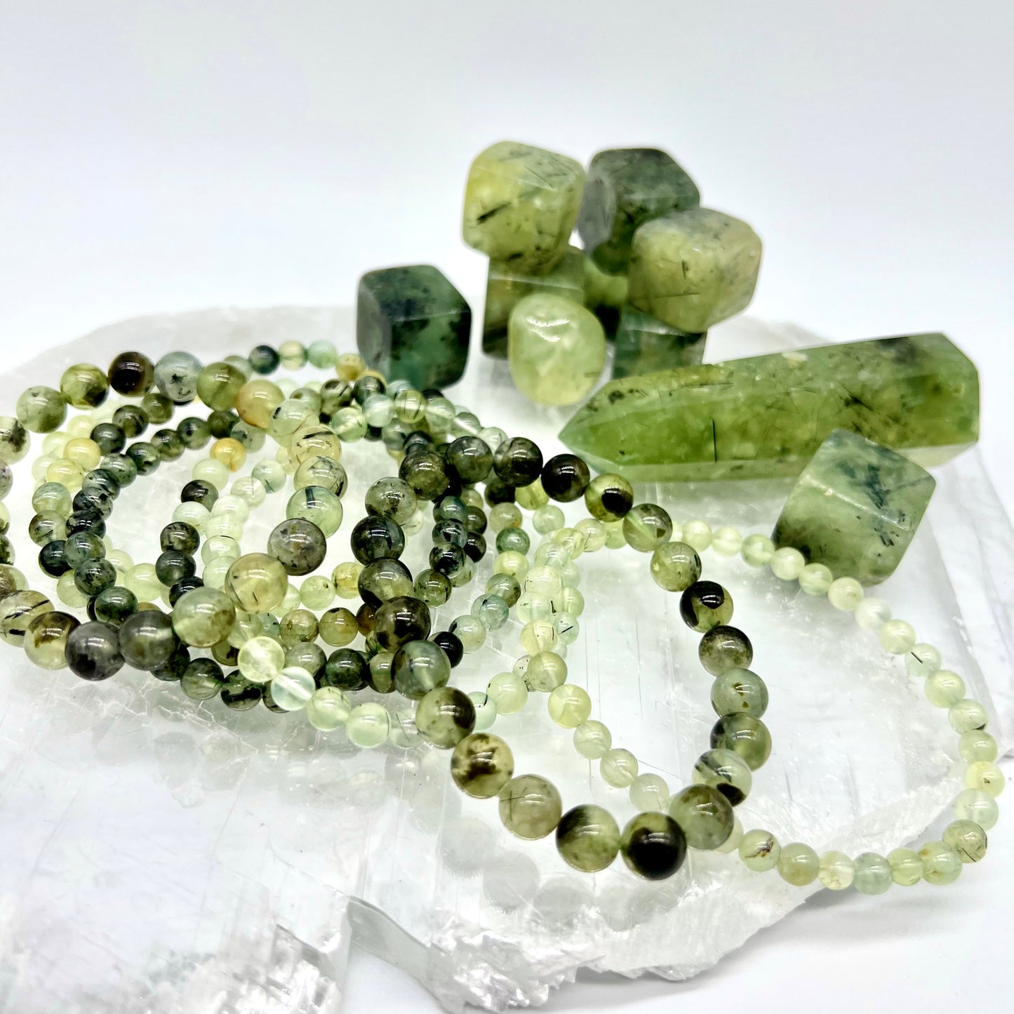 Prehnite Bracelet - Intuition, Relaxation, Stress Release, Meditation, Focus