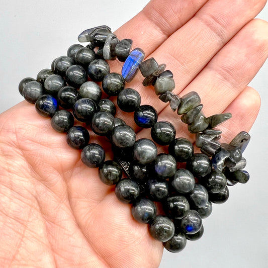 Black Labradorite Bracelet - Transformation, Intuition, Protection, Stress Anxiety Relief