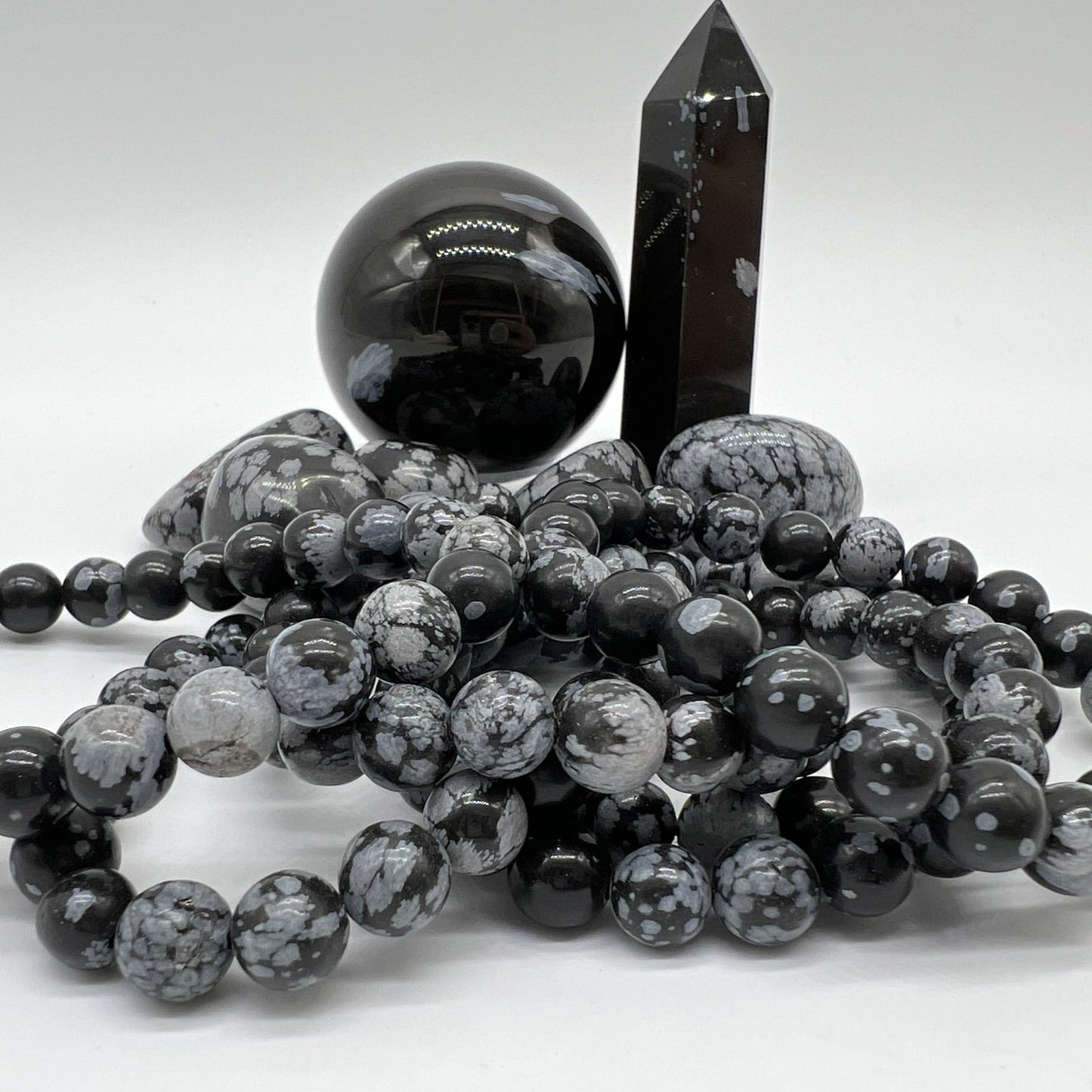 Snowflake Obsidian Bracelet - Grounding, Overcoming Addiction, Balance, Protection