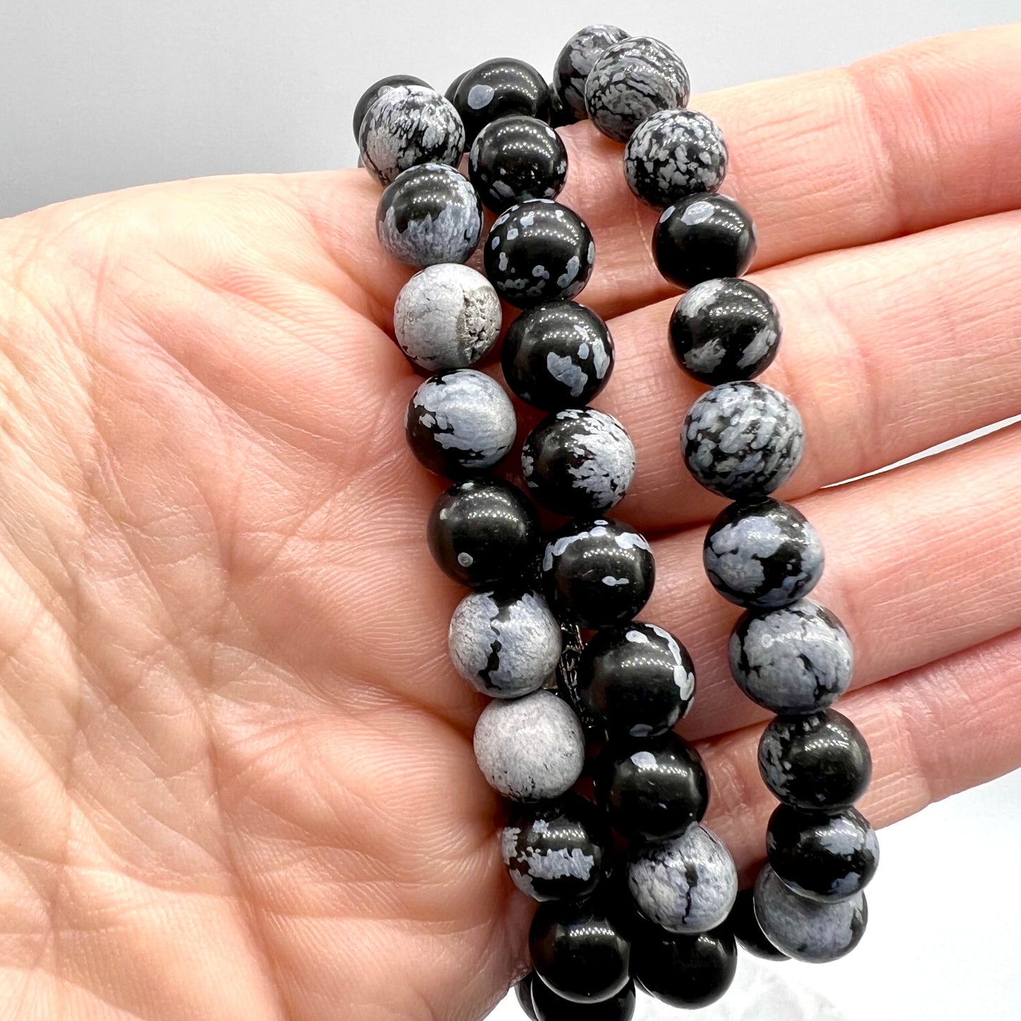 Snowflake Obsidian Bracelet - Grounding, Overcoming Addiction, Balance, Protection