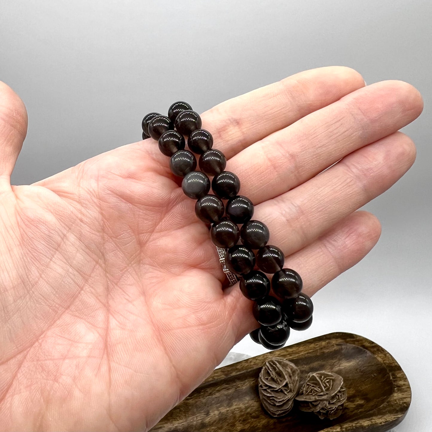 Icy Obsidian / Apache Tear Obsidian Bracelet - Assists in Greif, Comforting, Protection, Clarity, Truth, Balance
