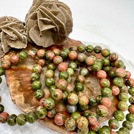 Unakite Bracelet - Patience, Inner Peace, Empathy, Fertility, Release Bad Habits