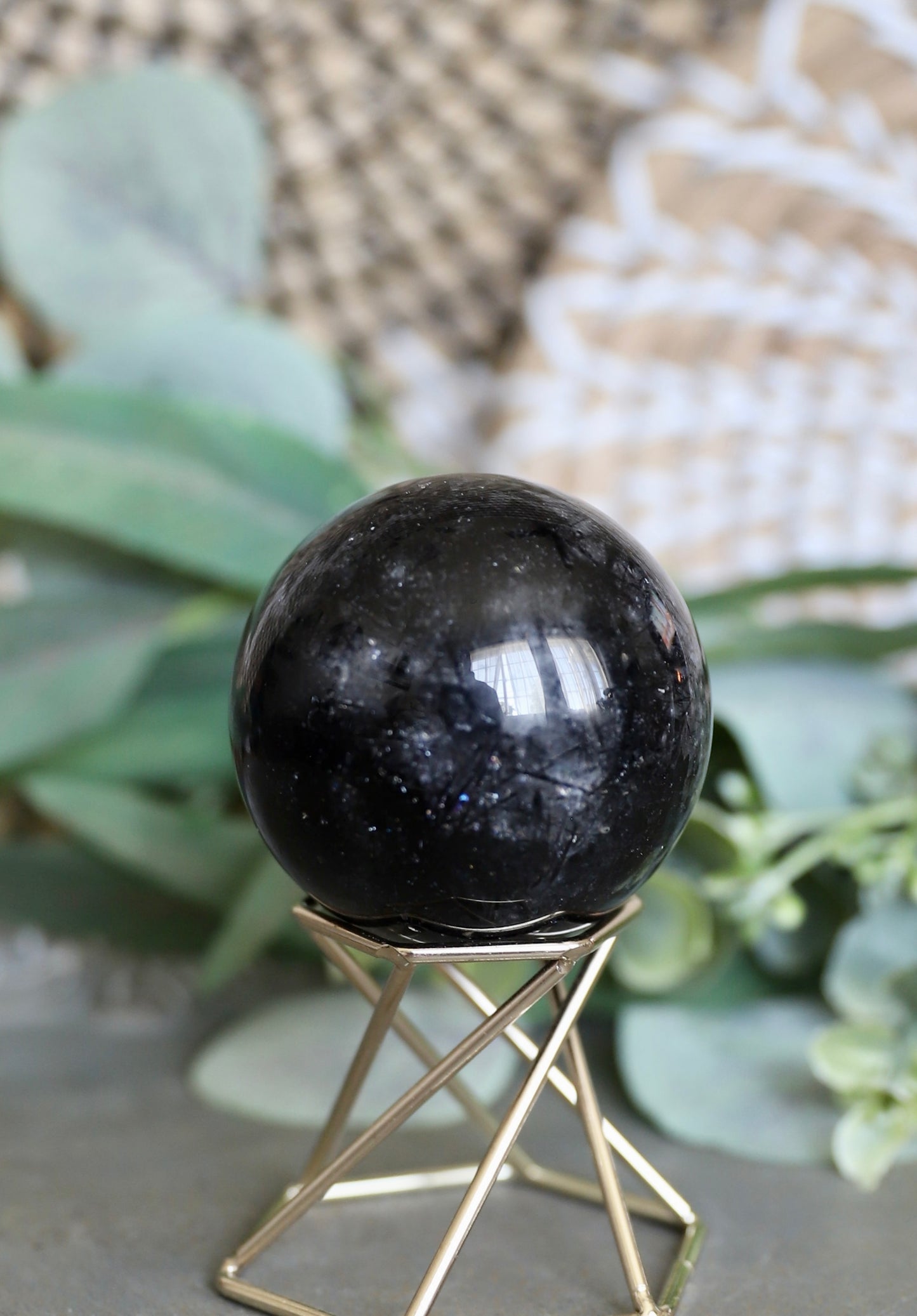 Black Tourmaline in Quartz Sphere